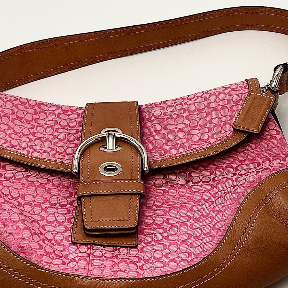 VINTAGE Coach Soho Y2K Pink Signature C Leather Shoulder Bag Very Rare - Picture 4 of 13